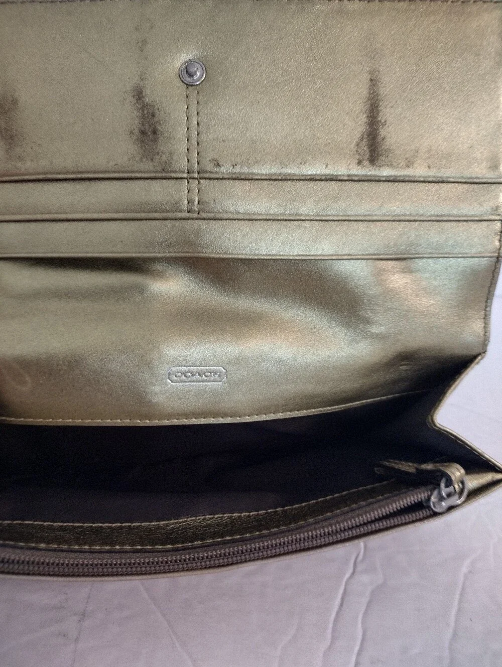 Vintage Y2K Coach Soho Signature Patchwork Snakeskin Wallet Gold 